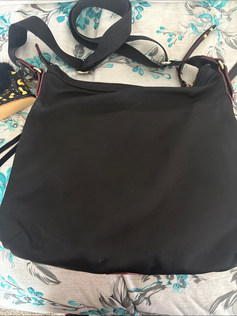 MZ Wallace Black Nylon Crossbody with Gold Hardware and Pom Charm - Picture 5 of 8